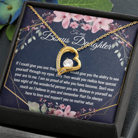 Bonus Daughter Gift - Heart Pendant CZ Necklace Minimalist Jewelry - Meaningful Cards