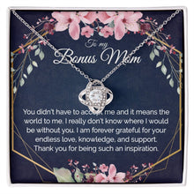 Bonus Mom Gift - Gold Pendant CZ Necklace 18k Gold Love Knot - Meaningful Cards