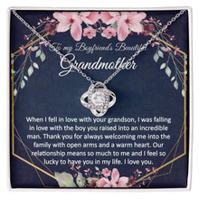 Boyfriend Grandma Gift - Gold Pendant CZ Necklace 18k Gold Love Knot - Meaningful Cards