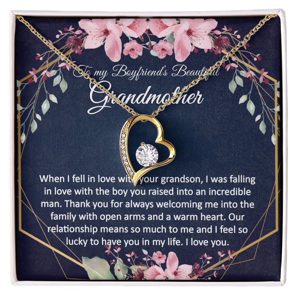 Boyfriend Grandma Gift - Heart Pendant CZ Necklace Minimalist Jewelry - Meaningful Cards