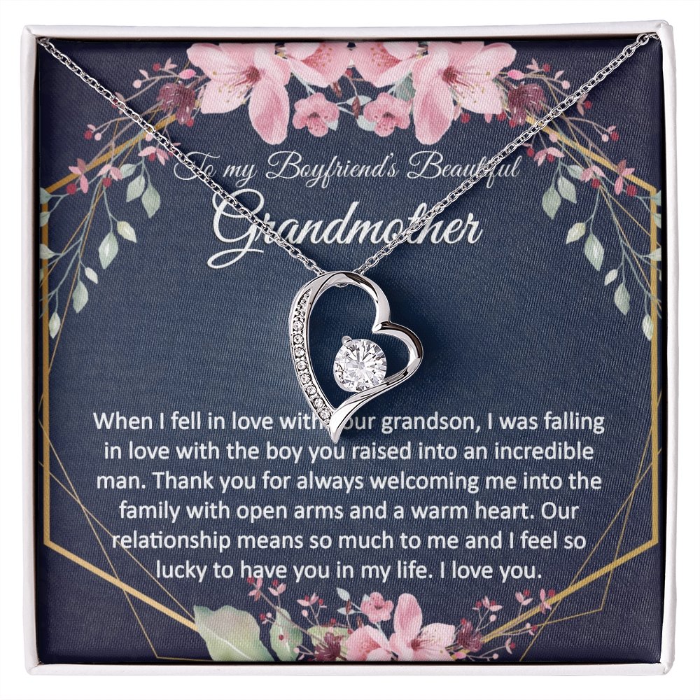 Boyfriend Grandma Gift - Heart Pendant CZ Necklace Minimalist Jewelry - Meaningful Cards