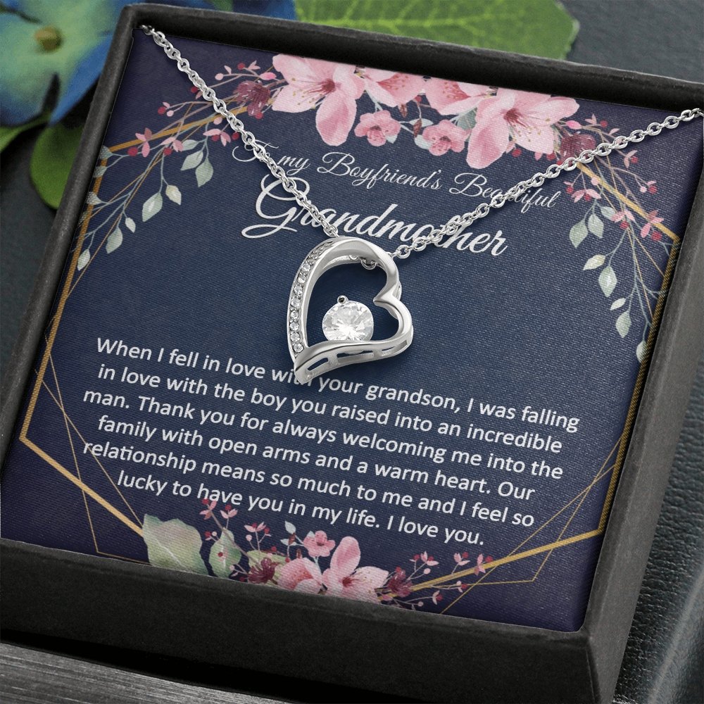 Boyfriend Grandma Gift - Heart Pendant CZ Necklace Minimalist Jewelry - Meaningful Cards