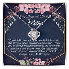 Boyfriend Mom Gift - Gold Pendant CZ Necklace 18k Gold Love Knot - Meaningful Cards