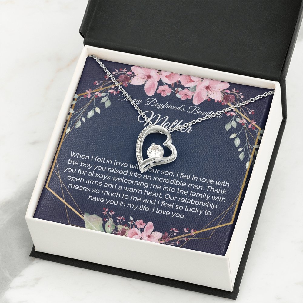 Boyfriend Mom Gift - Heart Pendant CZ Necklace Minimalist Jewelry - Meaningful Cards