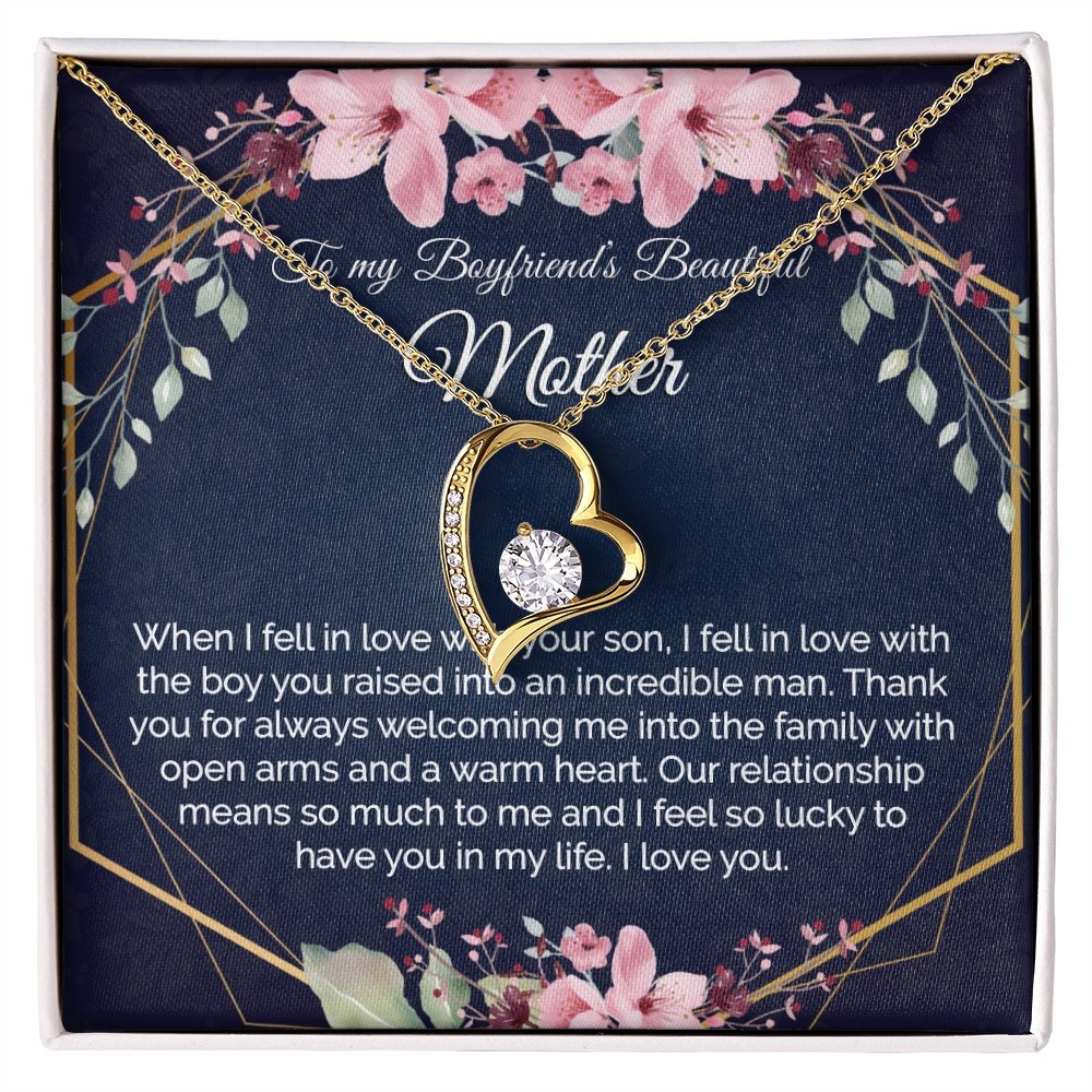 Boyfriend Mom Gift - Heart Pendant CZ Necklace Minimalist Jewelry - Meaningful Cards
