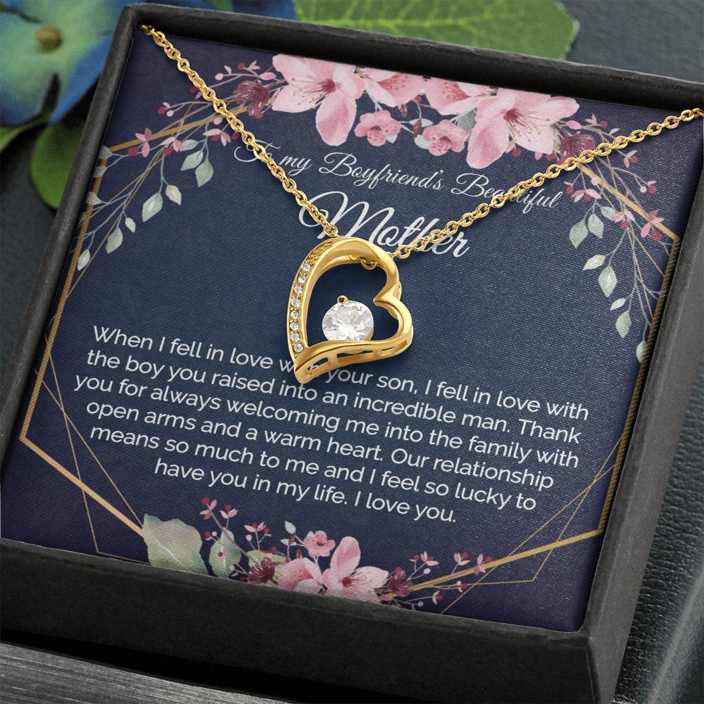 Boyfriend Mom Gift - Heart Pendant CZ Necklace Minimalist Jewelry - Meaningful Cards