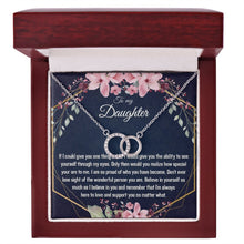 Daughter Gift - Dainty White Gold CZ Circle Hoop Necklace for Her - Meaningful Cards