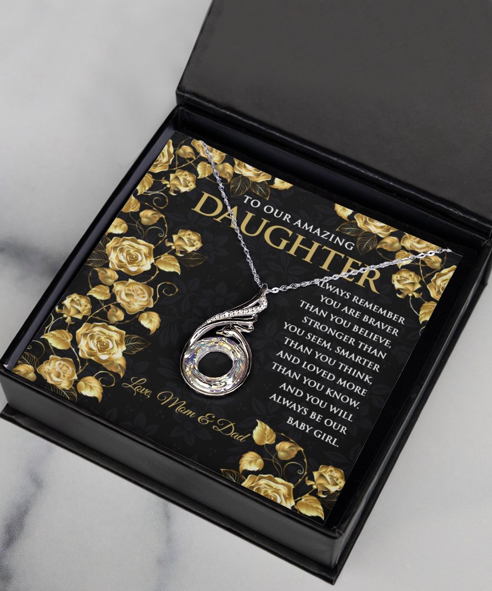 Daughter Solid Silver Necklace Gift Our Baby Girl Thoughtful Message - Meaningful Cards™