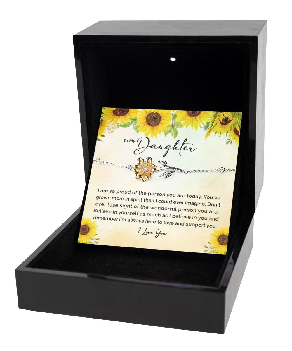 Daughter Sunflower Bracelet, Daughter Gift for Christmas, Birthday Gift for Daughter, Sentimental Daughter Gift, Special Unique Daughter Gift - Meaningful Cards