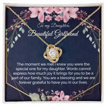 Daughters Girlfriend Gift - Gold Pendant CZ Necklace 18k Gold Love Knot - Meaningful Cards