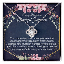 Daughters Girlfriend Gift - Gold Pendant CZ Necklace 18k Gold Love Knot - Meaningful Cards