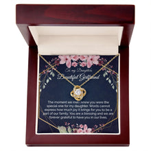 Daughters Girlfriend Gift - Gold Pendant CZ Necklace 18k Gold Love Knot - Meaningful Cards