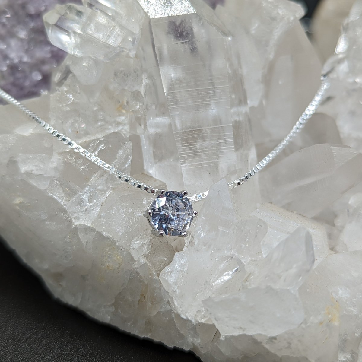 Diabetes Support Gift, Silver CZ Necklace - Meaningful Cards
