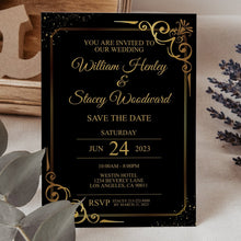EDITABLE Wedding Invitation Black Gold Template - Meaningful Cards