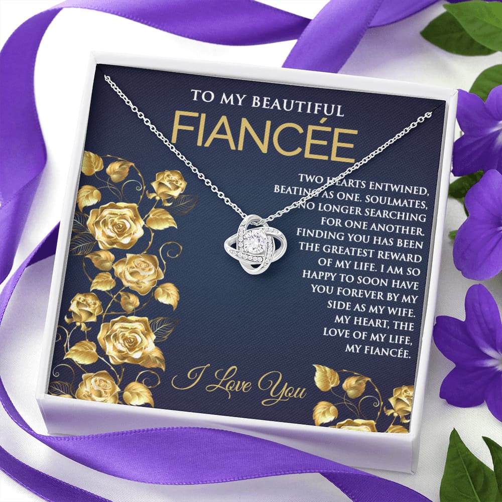 Love Knot Necklace with Message for Fiancee - Meaningful Cards