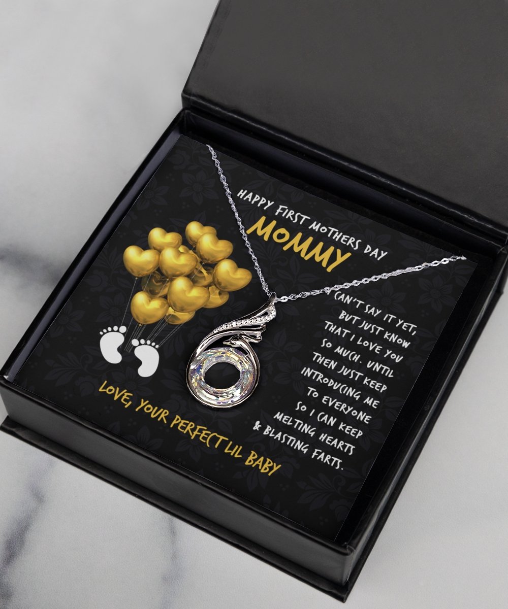 First Mother's Day Gift from Baby Silver Necklace Funny Gift - Meaningful Cards