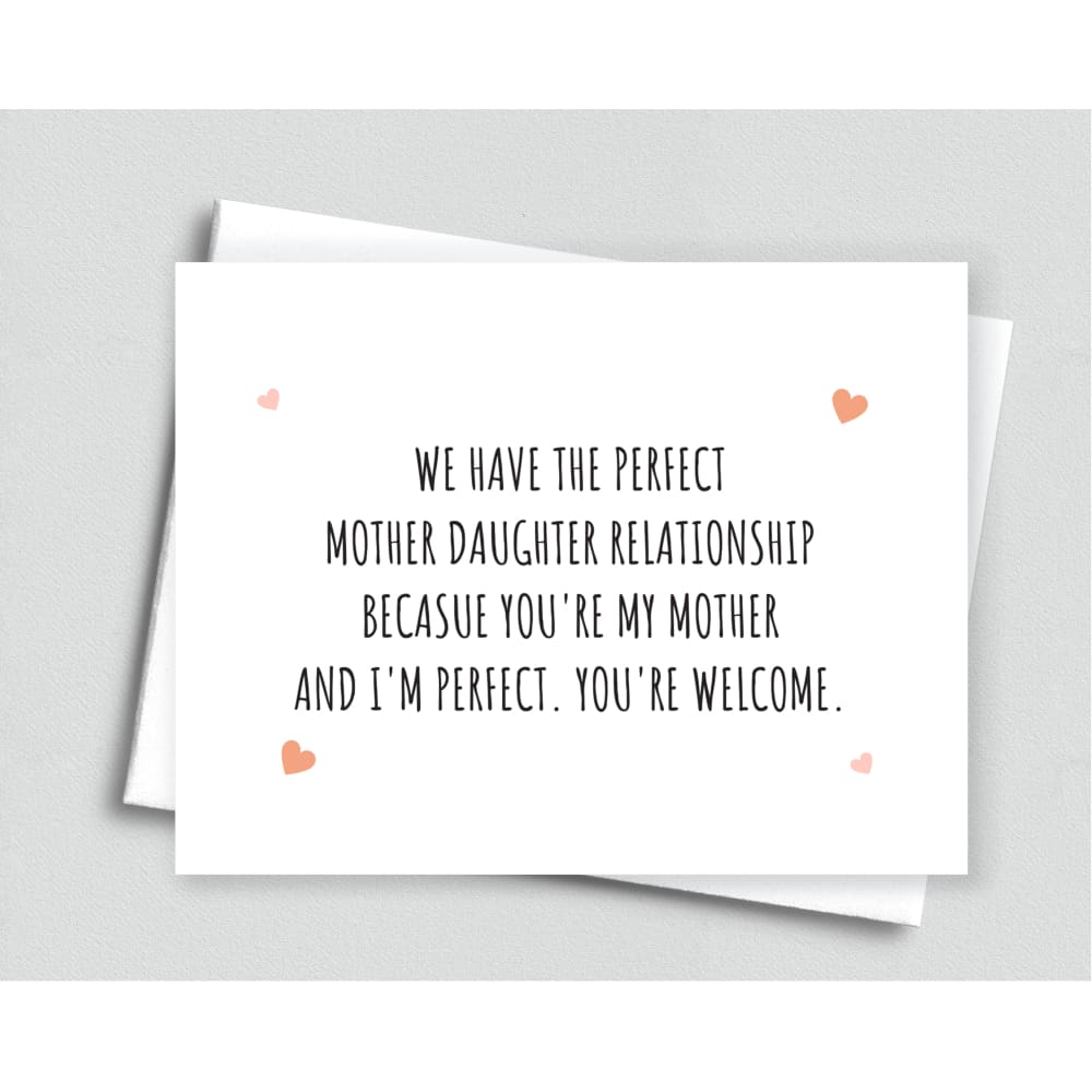 Funny Card for Mom from Perfect Daughter - Meaningful Cards