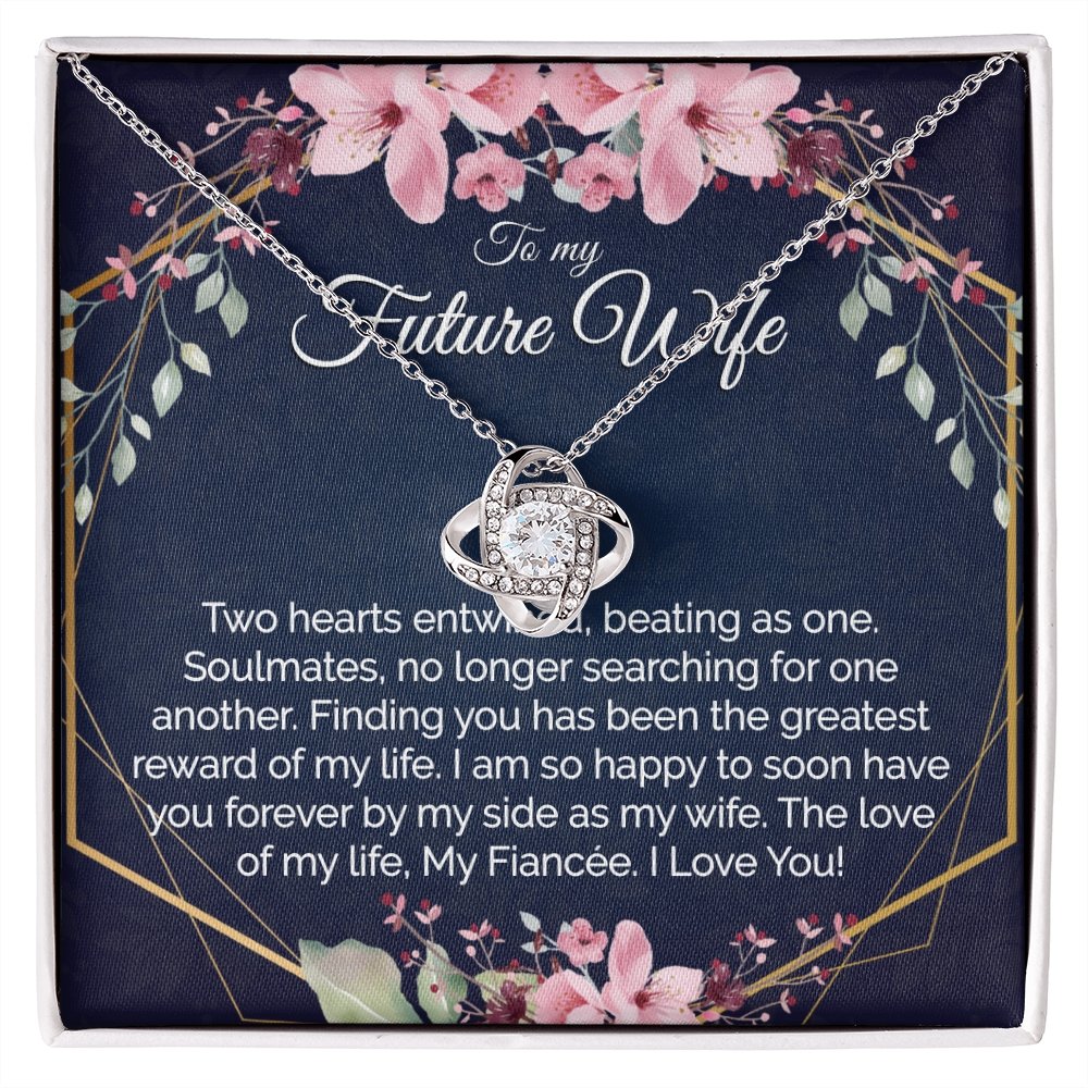 Future Wife Gift - Gold Pendant CZ Necklace 18k Gold Love Knot - Meaningful Cards