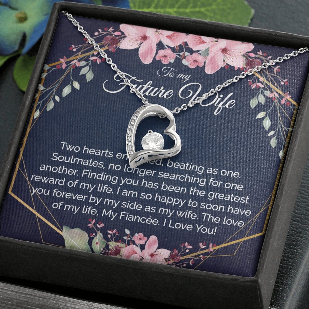 Future Wife Gift - Heart Pendant CZ Necklace Minimalist Jewelry - Meaningful Cards