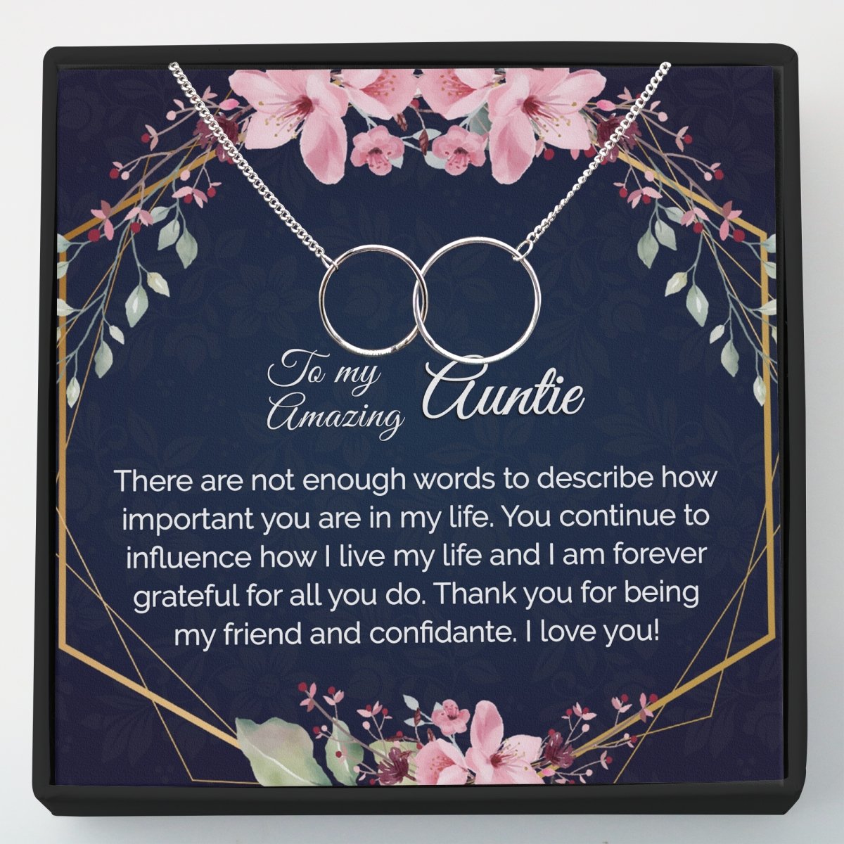 Gift for Aunt - Interlocking Circles Necklace - Meaningful Cards