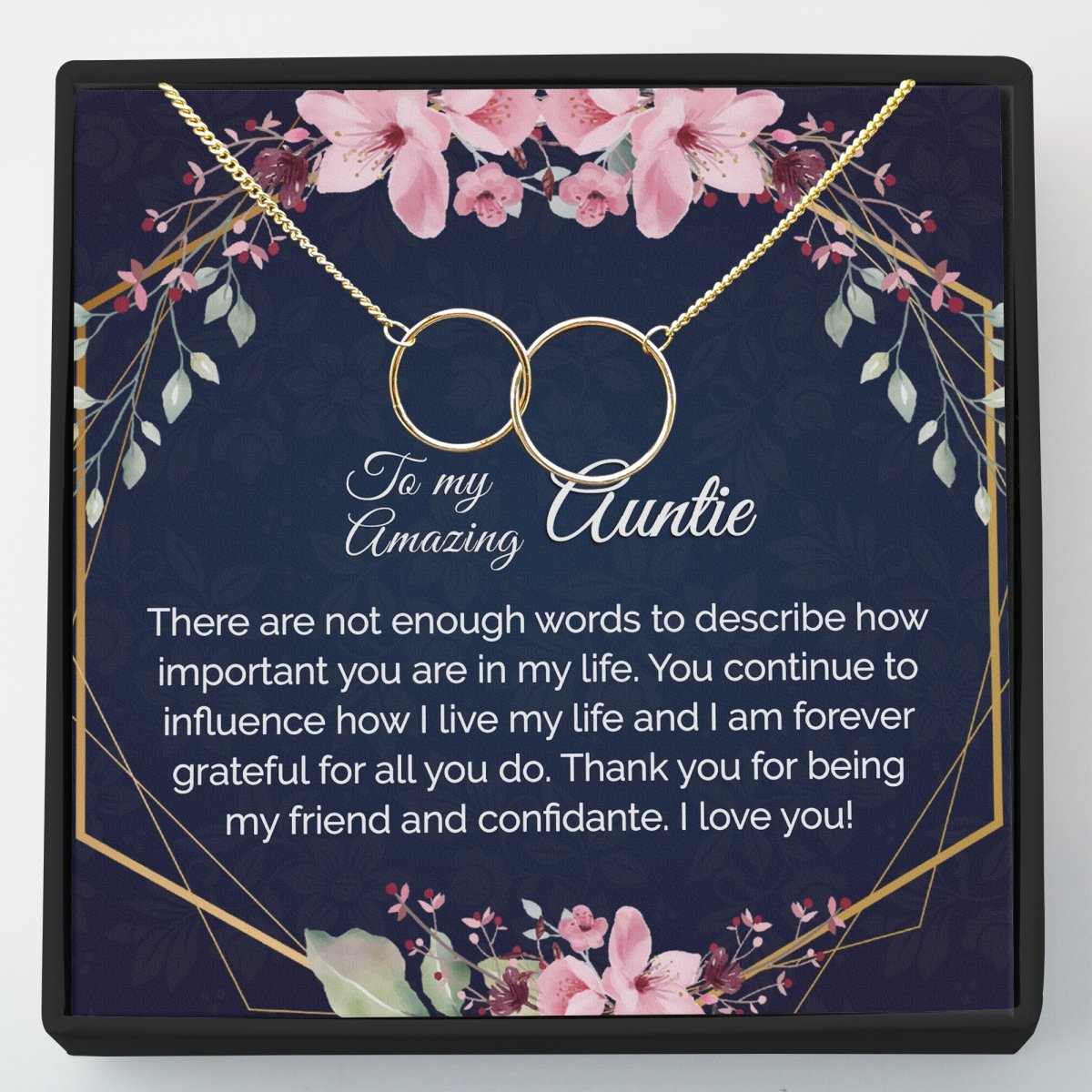 Gift for Aunt - Interlocking Circles Necklace - Meaningful Cards