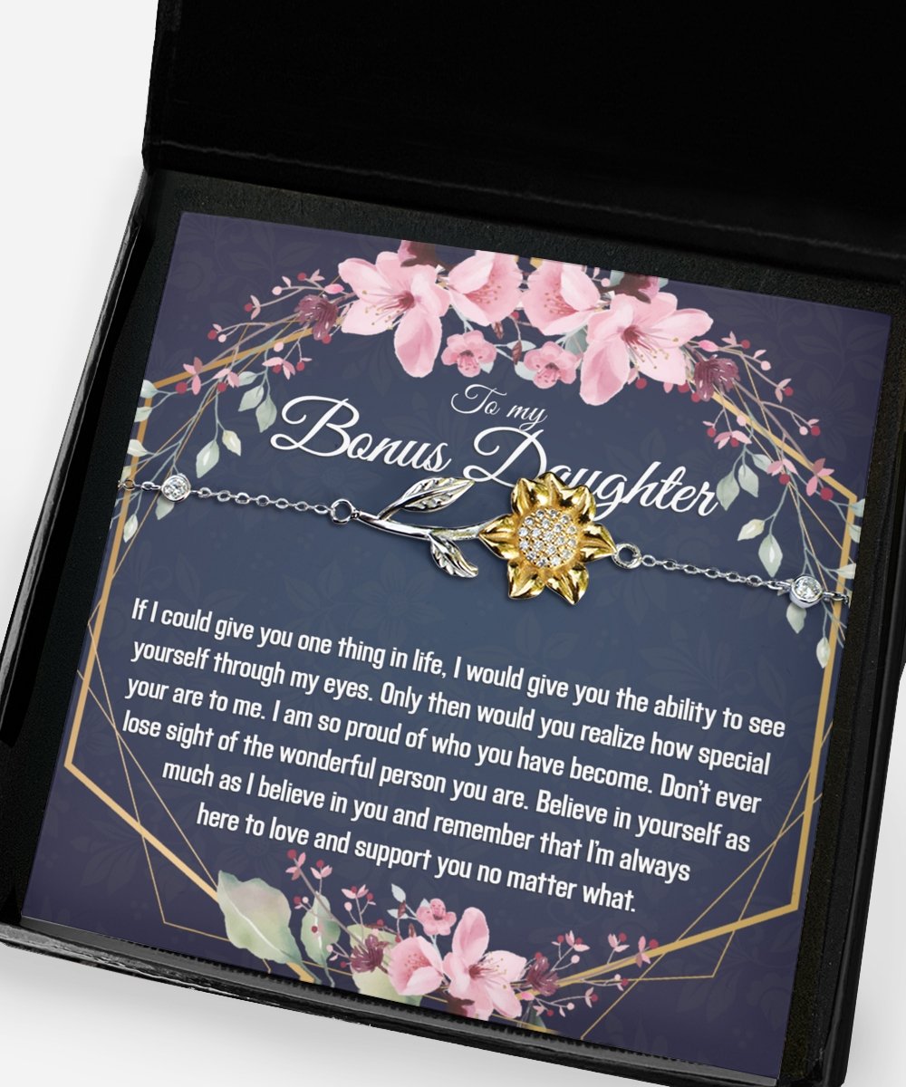 Gift for Bonus Daughter - Dainty Minimalist Bracelet Anklet - Meaningful Cards