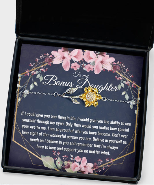 Gift for Bonus Daughter - Dainty Minimalist Bracelet Anklet - Meaningful Cards