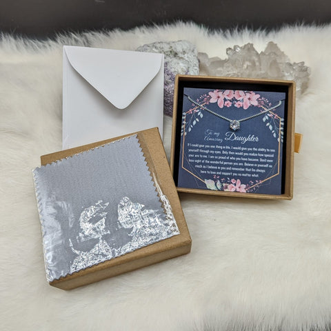 Gift for Bonus Mom - Dainty CZ Sterling Silver Necklace - Meaningful Cards