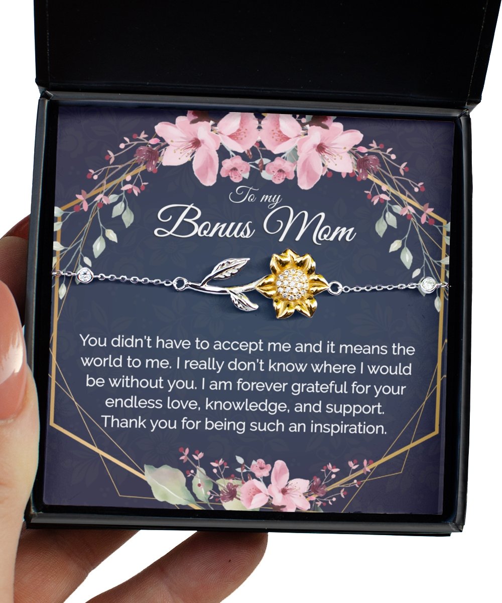 Gift for Bonus Mom - Dainty Minimalist Bracelet Anklet - Meaningful Cards