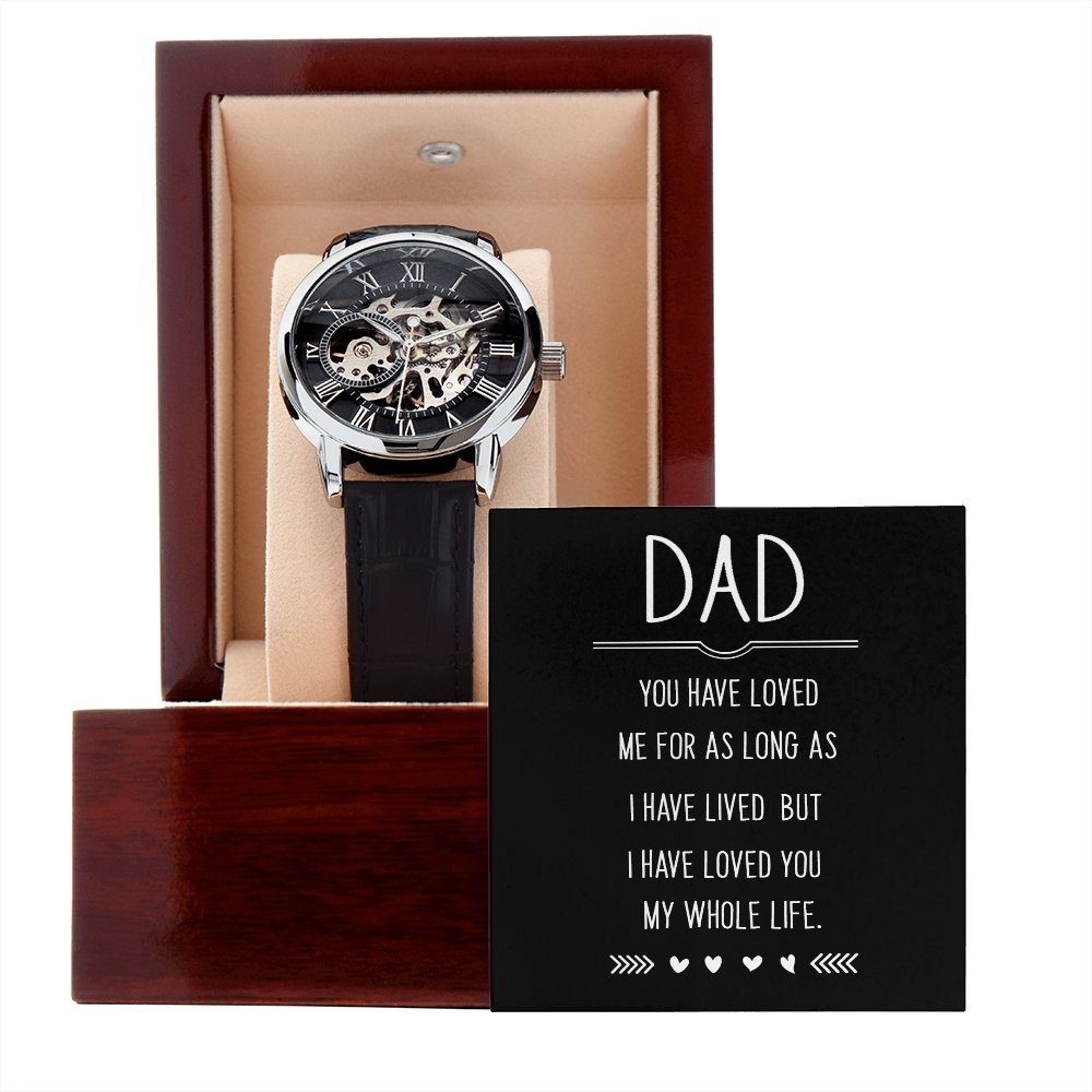 Gift for Dad Roman Numeral Leather Band Men's Watch - Meaningful Cards