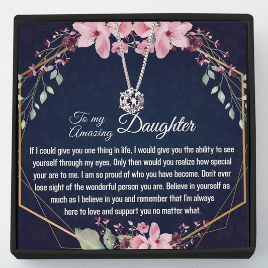 Gift for Daughter - Dainty CZ Sterling Silver Necklace - Meaningful Cards