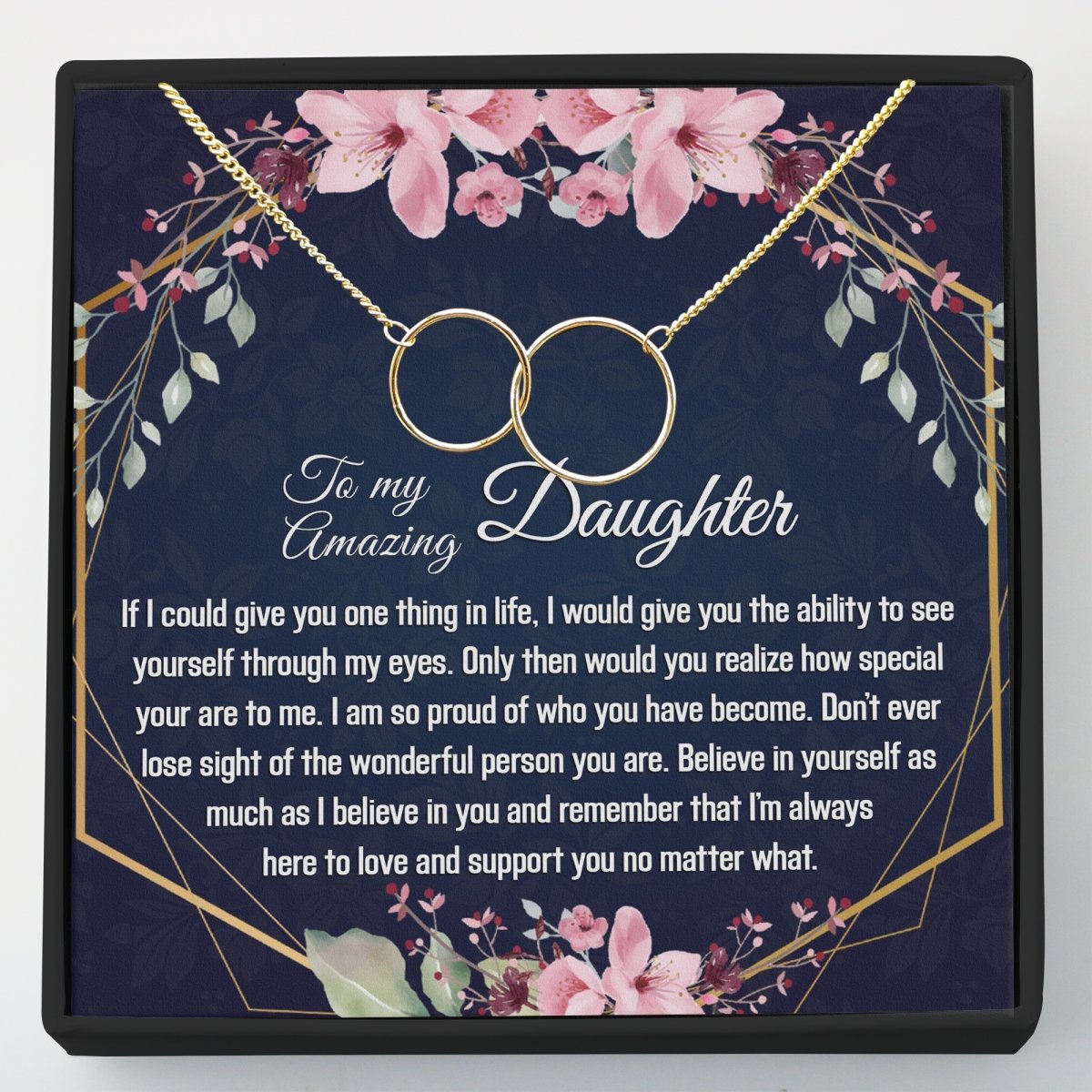 Gift for Daughter - Interlocking Circles Necklace - Meaningful Cards