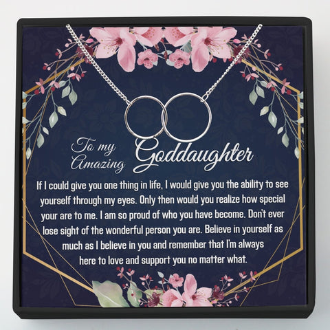 Gift for Goddaughter - Interlocking Circles Necklace - Meaningful Cards