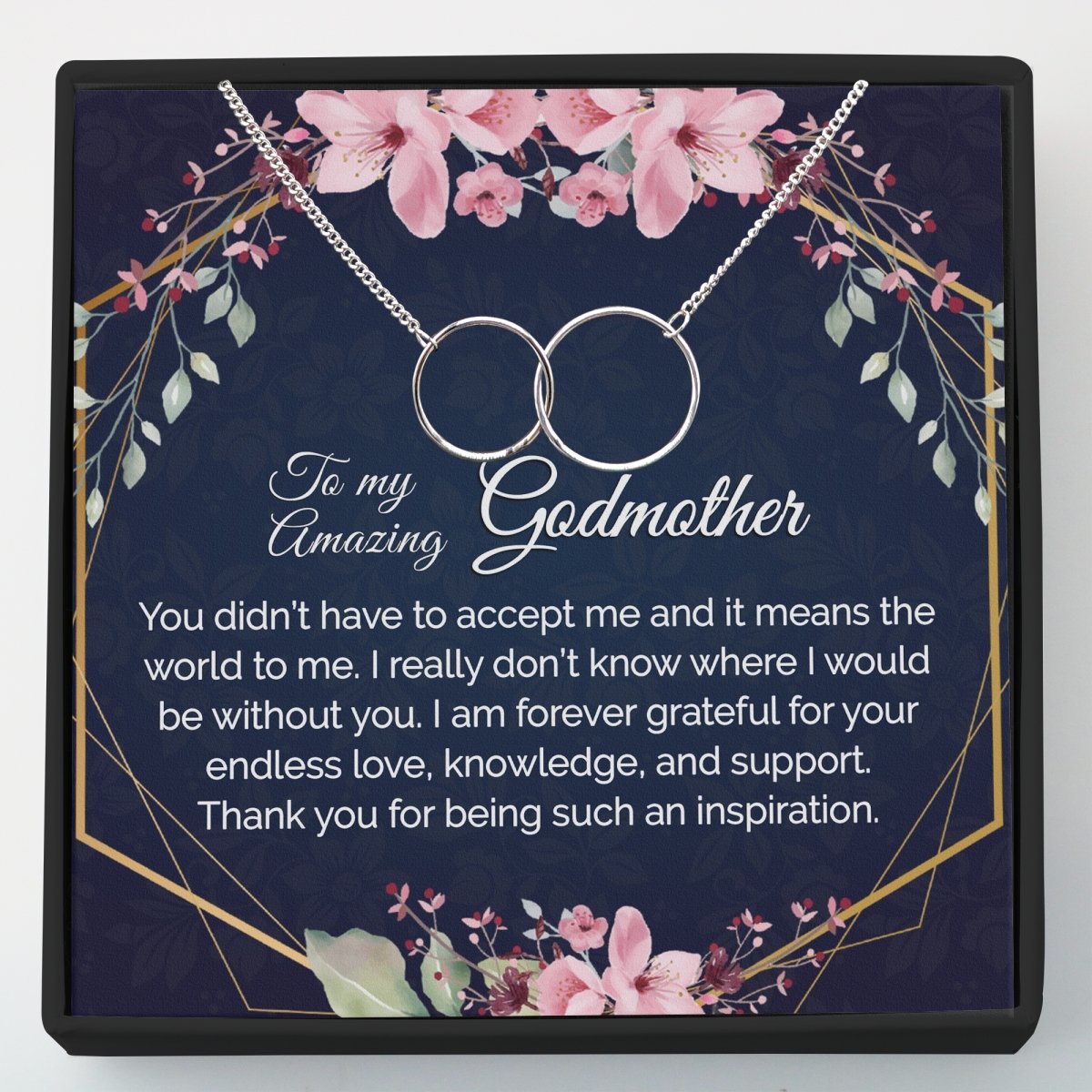 Gift for Godmother - Interlocking Circles Necklace - Meaningful Cards