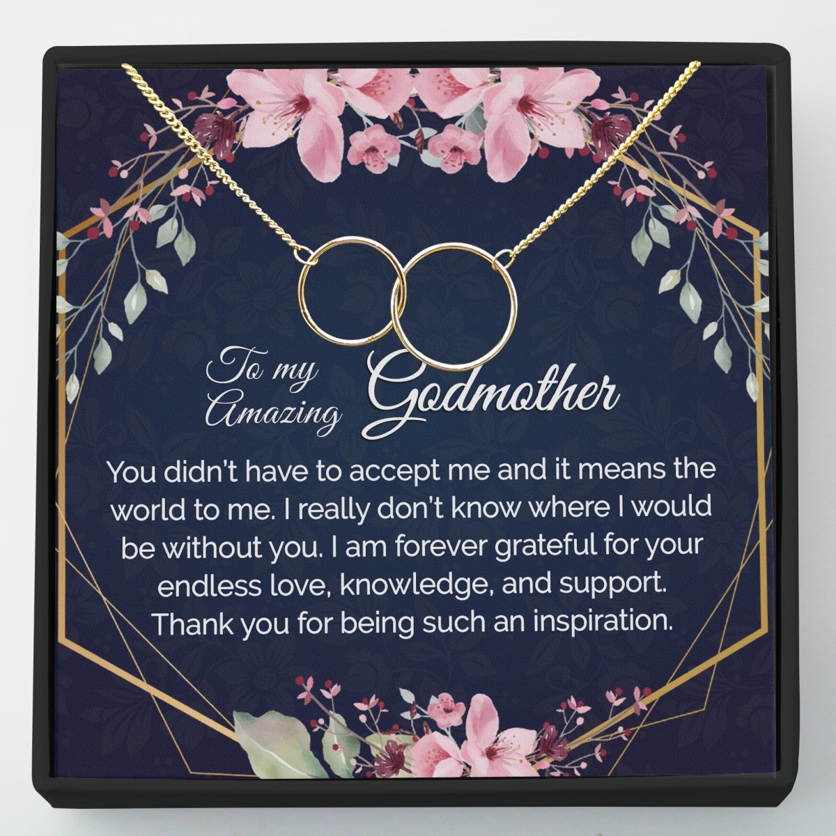 Gift for Godmother - Interlocking Circles Necklace - Meaningful Cards