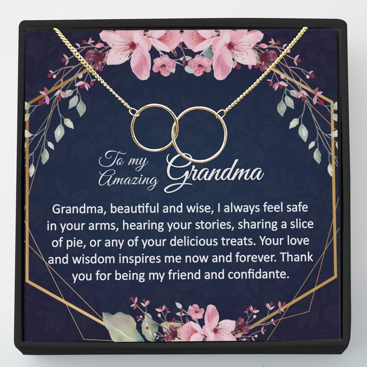 Gift for Grandmother - Interlocking Circles Necklace - Meaningful Cards