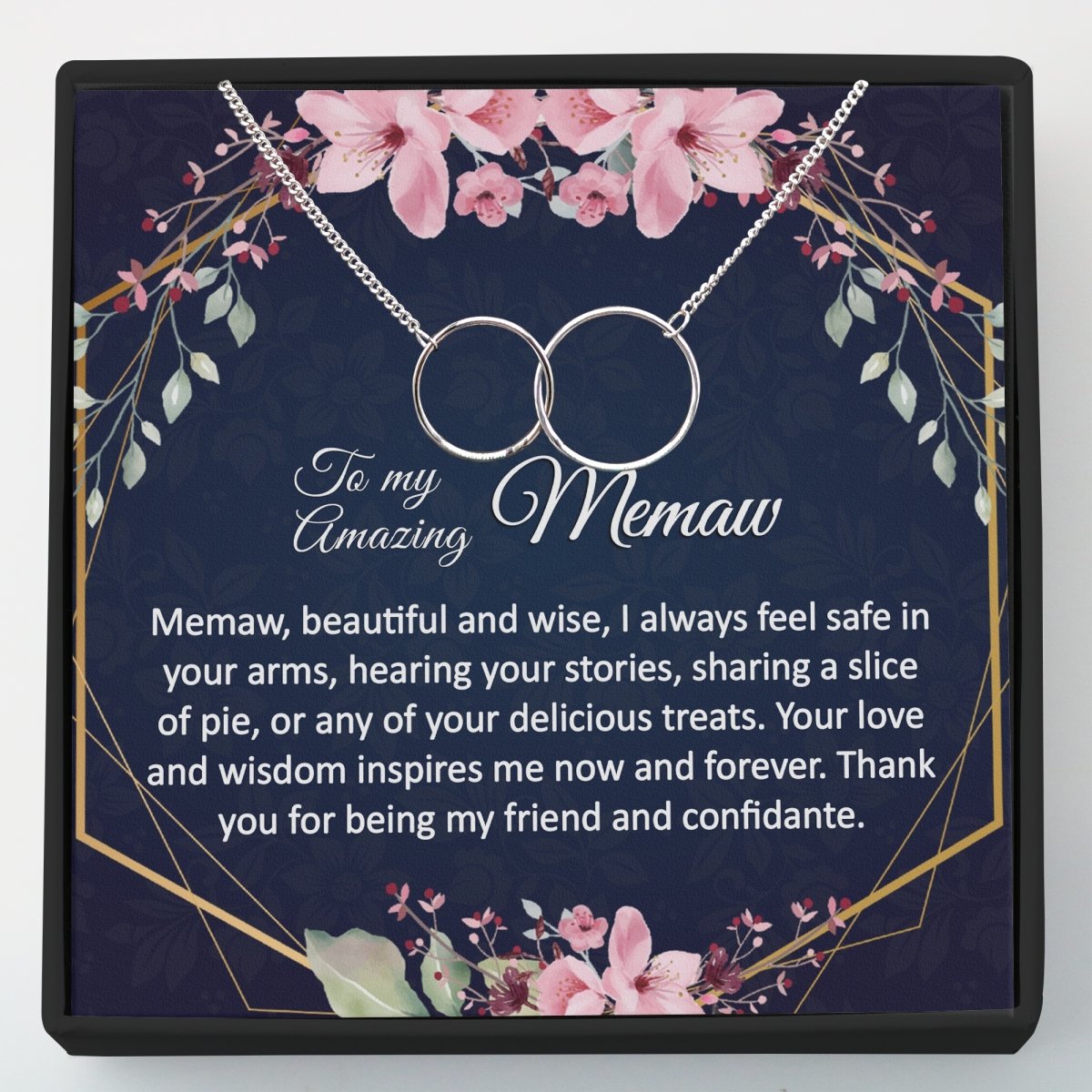 Gift for Memaw - Interlocking Circles Necklace - Meaningful Cards