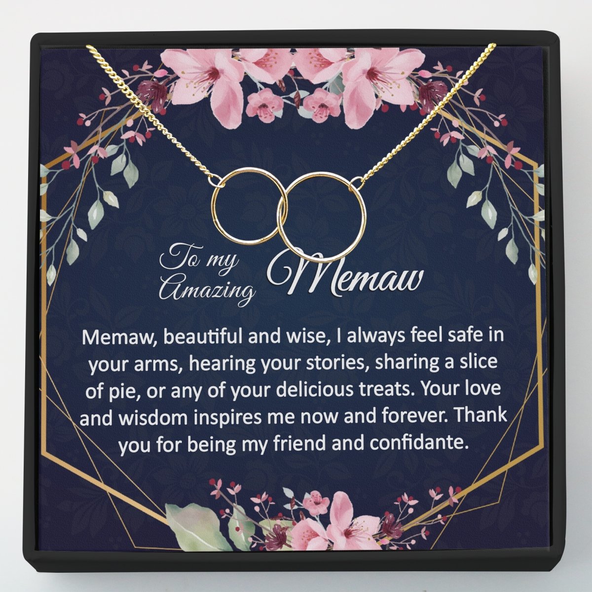 Gift for Memaw - Interlocking Circles Necklace - Meaningful Cards