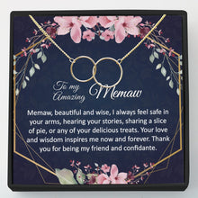 Gift for Memaw - Interlocking Circles Necklace - Meaningful Cards