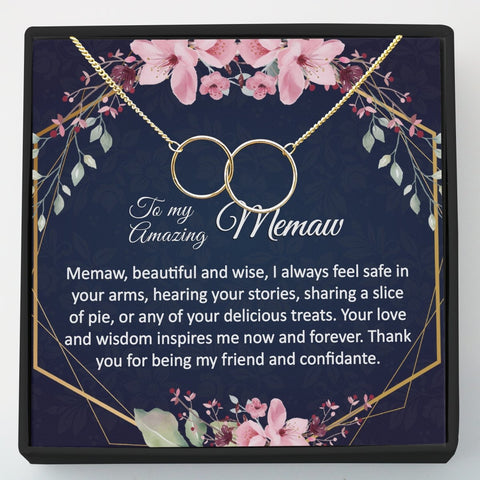 Gift for Memaw - Interlocking Circles Necklace - Meaningful Cards