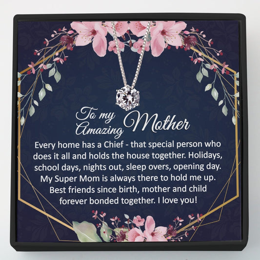 Gift for Mom - Dainty CZ Sterling Silver Necklace - Meaningful Cards