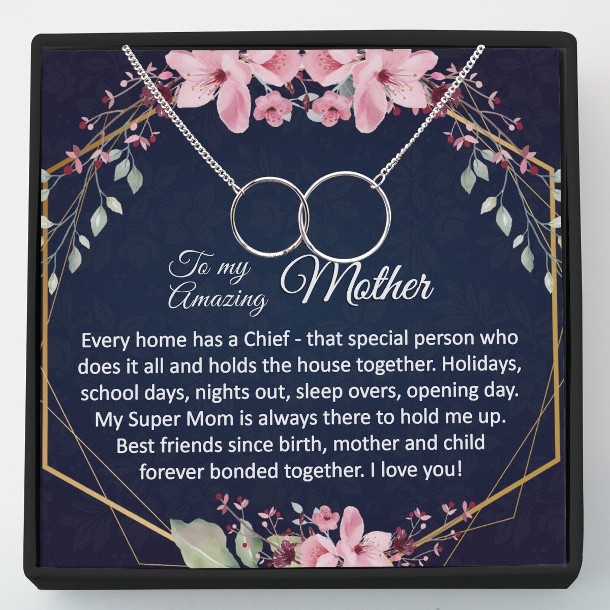Gift for Mom - Interlocking Circles Necklace - Meaningful Cards