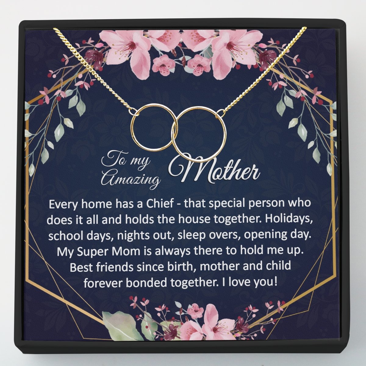 Gift for Mom - Interlocking Circles Necklace - Meaningful Cards