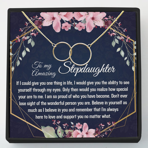 Gift for Stepdaughter - Interlocking Circles Necklace - Meaningful Cards