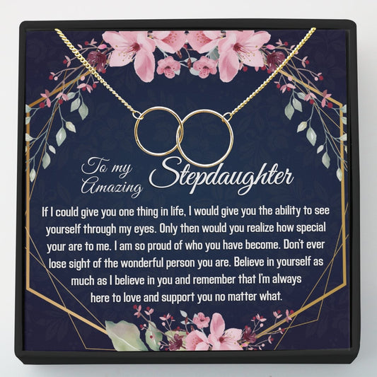 Gift for Stepdaughter - Interlocking Circles Necklace - Meaningful Cards