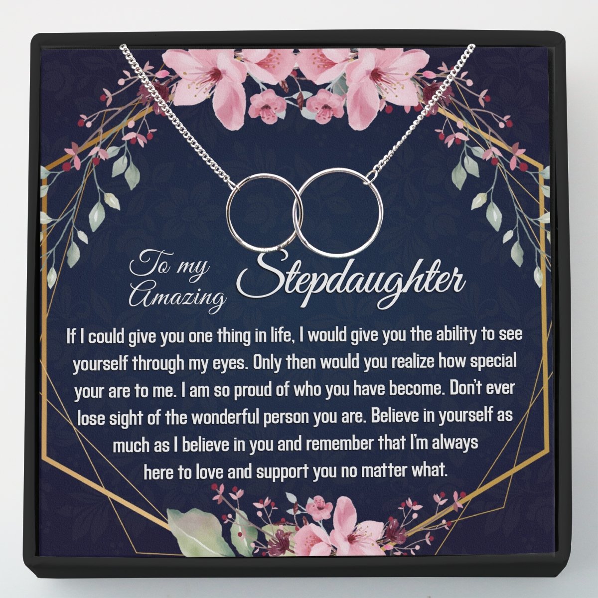 Gift for Stepdaughter - Interlocking Circles Necklace - Meaningful Cards