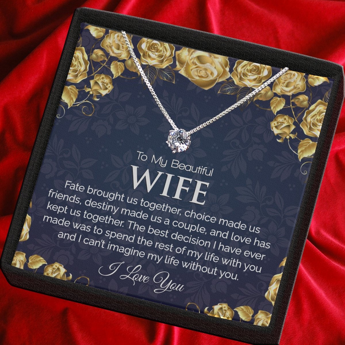 Gift for Wife - Dainty CZ Sterling Silver Necklace - Meaningful Cards