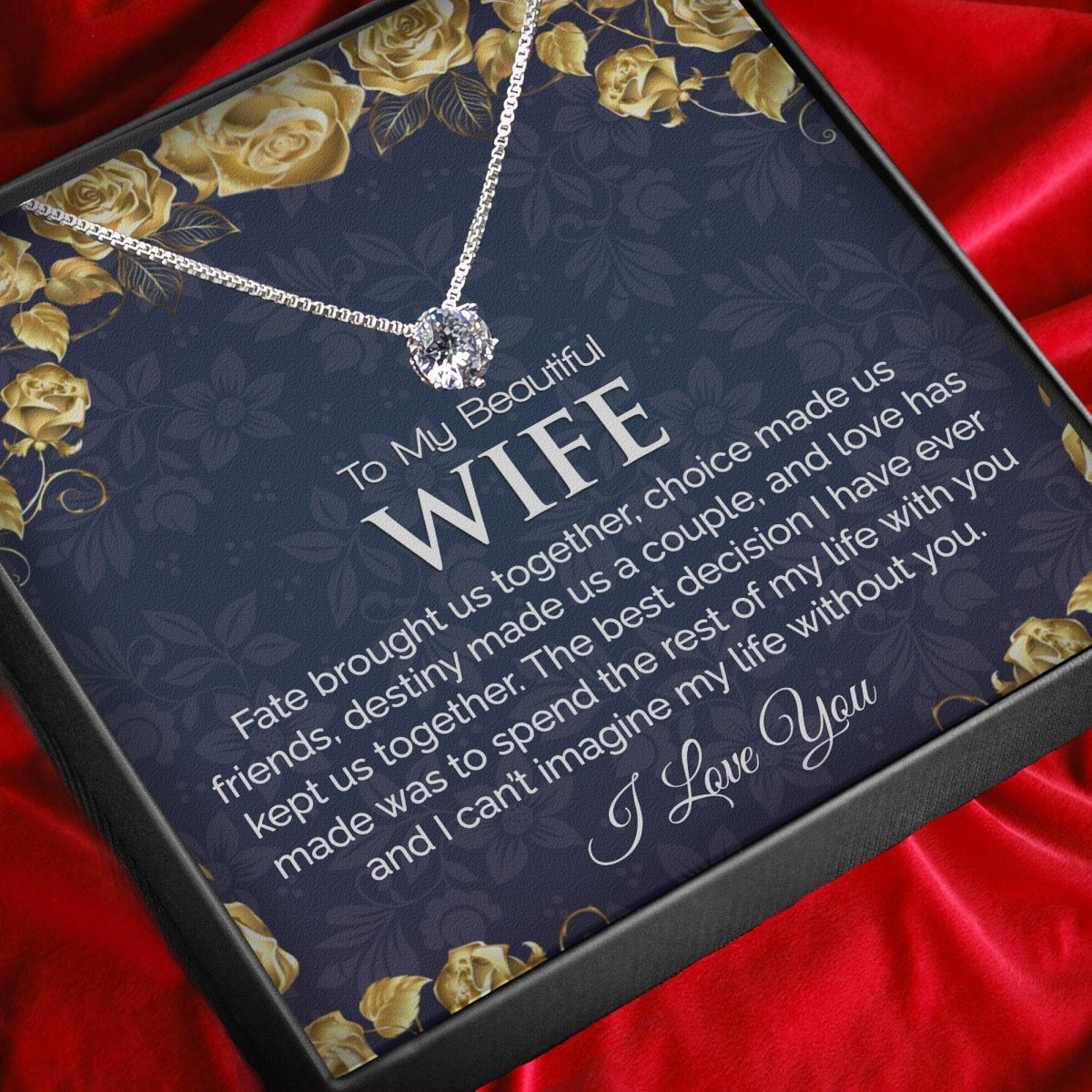 Gift for Wife - Dainty CZ Sterling Silver Necklace - Meaningful Cards