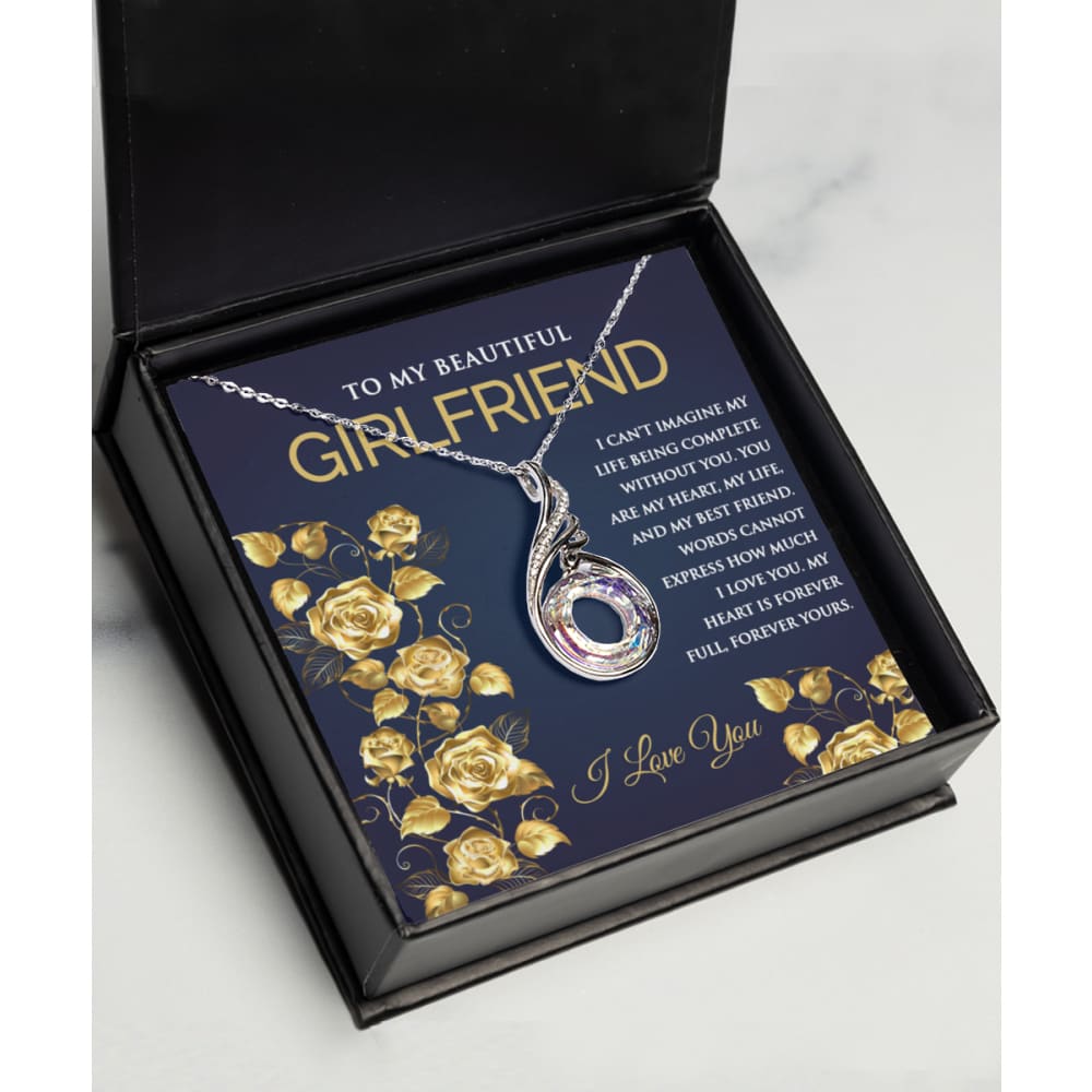 Solid Silver Crystal CZ Necklace for Girlfriend - Meaningful Cards