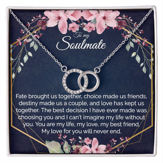 Girlfriend Jewelry Gift For Her, Dainty Circles Necklace Interlocking Hoops Minimalist BOHO Jewelry - Meaningful Cards
